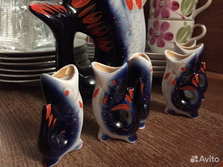 Набор для коньяка Штофф рыба и рюмки рыбки