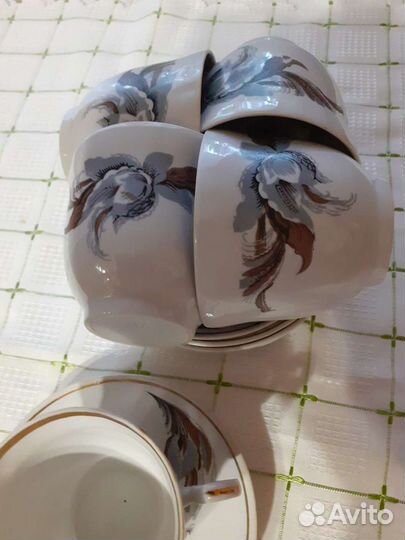 Чашка с блюдцем 5 пар.новые