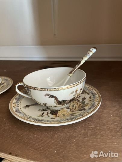Чашка с блюдцем и оожкой фарфор китайский
