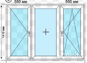 Пластиковое окно 1411х2055 под заказ