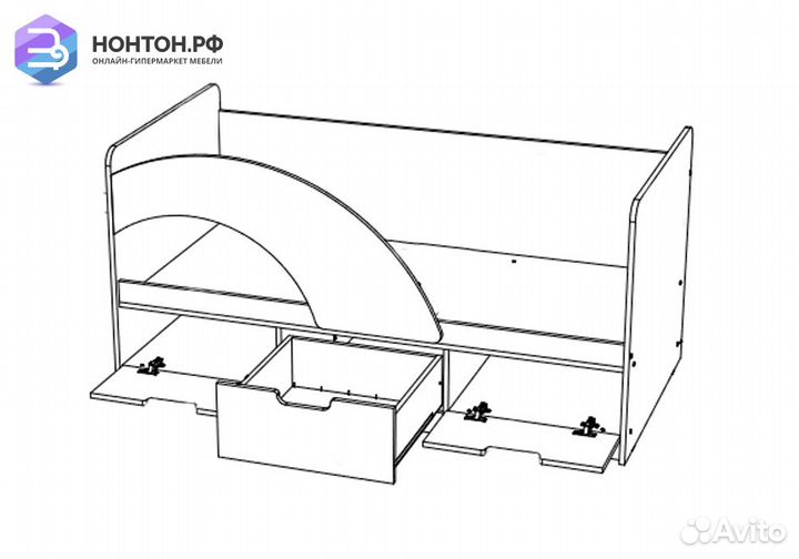 Кровать Юниор-3 Мульт лайм / дуб беленый