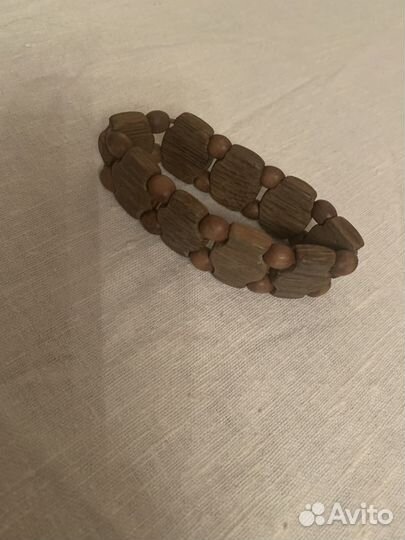 Комплект бусы, серьги, браслет из дерева