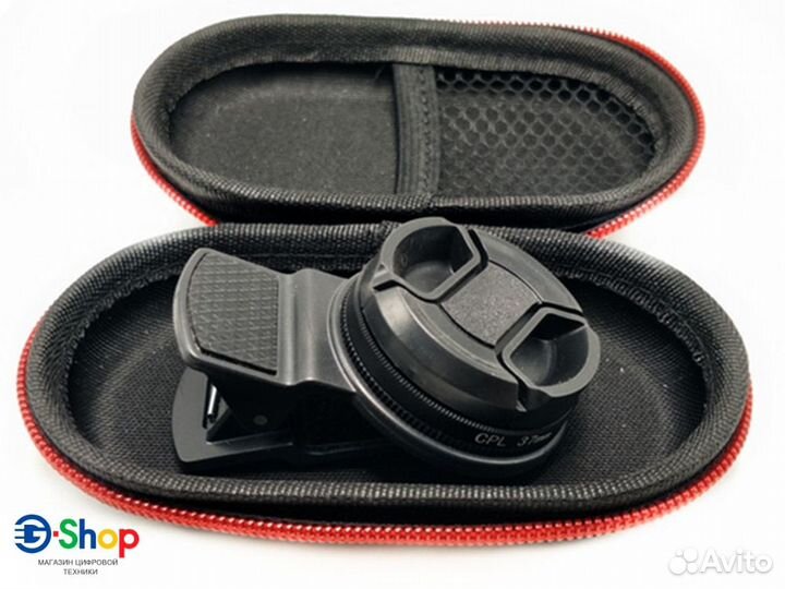 Клипса на телефон + фильтр CPL 37мм