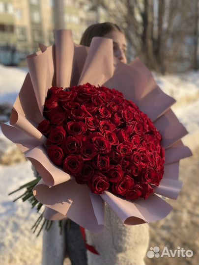 Красные розы 60см