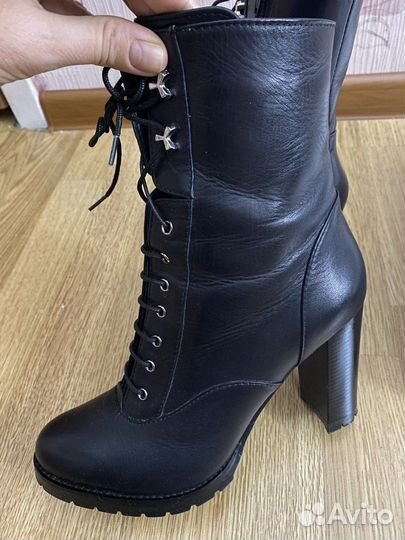 Ботильоны женские на шнуровке, устойчивый высокий