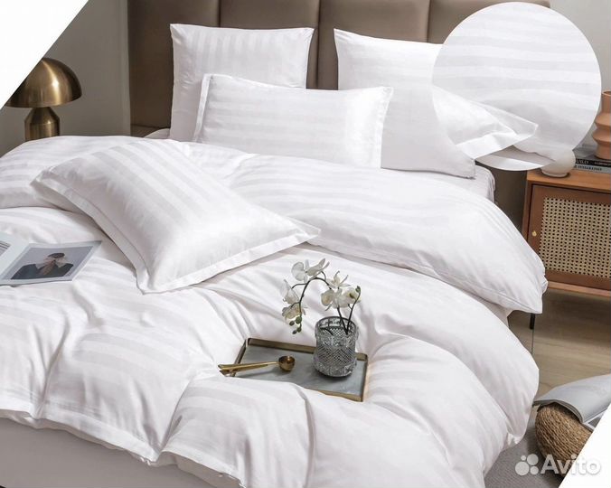 Постельное белье страйп сатин евро Boris