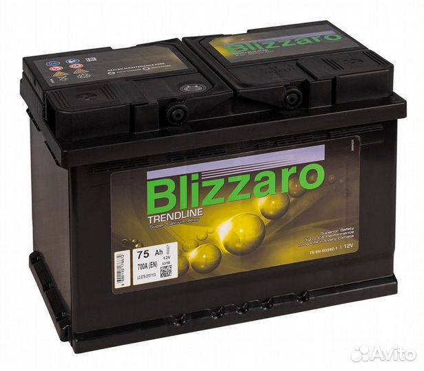 Аккумулятор Blizzaro trendline 75L прям. пол. 75 А