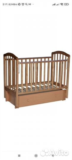 Детская кроватка с маятником и ящиком, бу