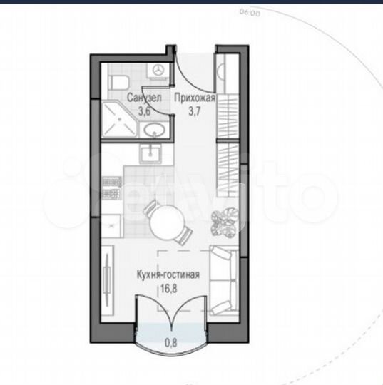 Квартира-студия, 24,8 м², 7/25 эт.