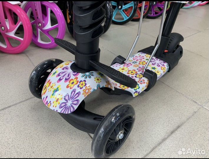 Самокат детский трехколесный 5в1 с ручкой