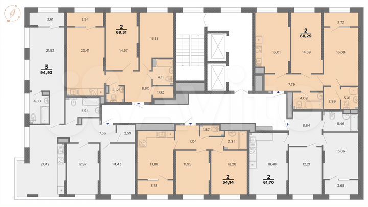 3-к. квартира, 94,9 м², 12/22 эт.