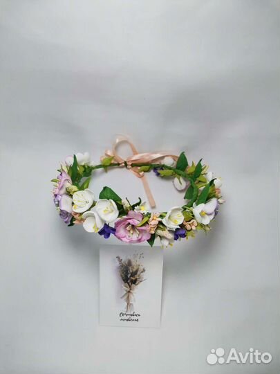 Венок на голову из реалистичных цветов