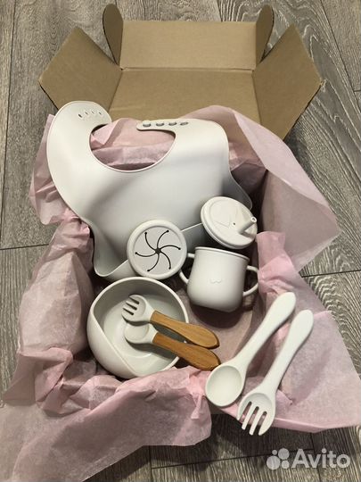 Новый подарочный набор детской посуды силикон
