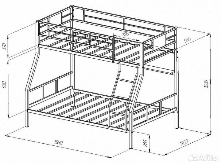 Двухъярусная кровать металлическая