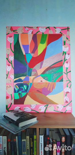 Картина абстракция. 100 лен, дерево