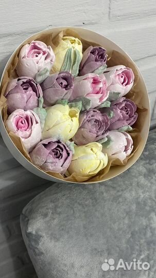 Зефир Зефирные цветы в коробочках и букетах