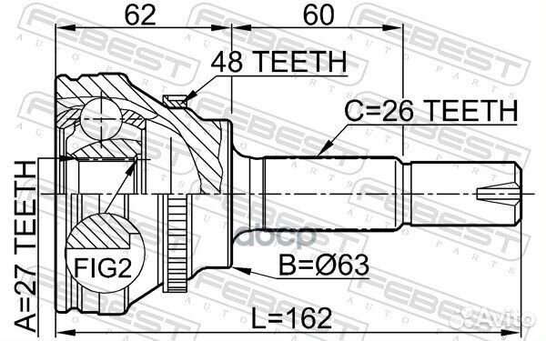 ШРУС наружный 27X63.3X26 toyota RAV 4 00- 01100