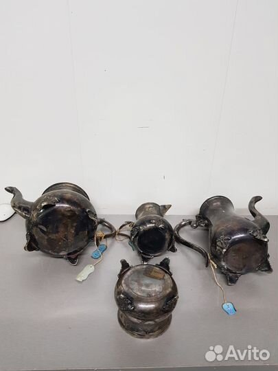 Чайный, кофейный набор (латунь, серебрение)