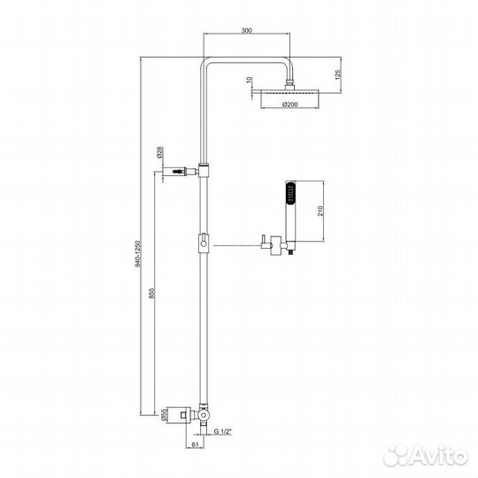 Душевая стойка Webert Elio EL980507015metal