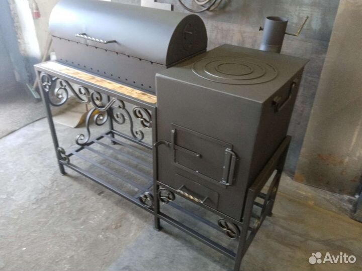 Мангал с крышкой и печью под казан