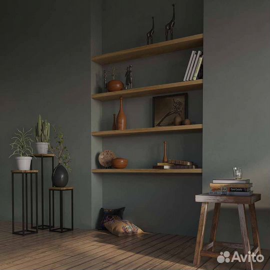 Парящая дубовая полка с ровным краем