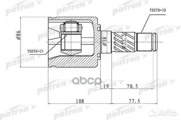 ШРУС внутренний правый 30x38x25 KIA sorento 02