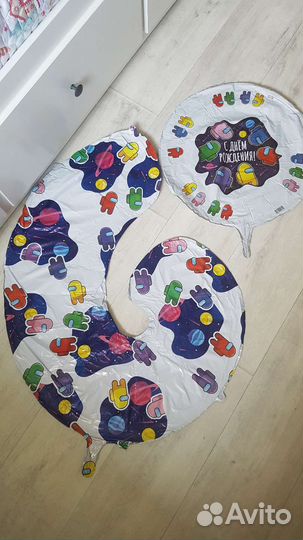 Шар фольгированный, амонг ас. Цифра 6 и шар