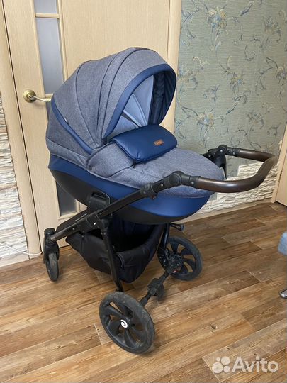 Коляска 3 в 1 Tutis Nanni Деним Синего цвета