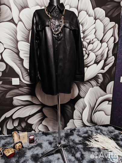 Кожаная рубашка mango (44-50)