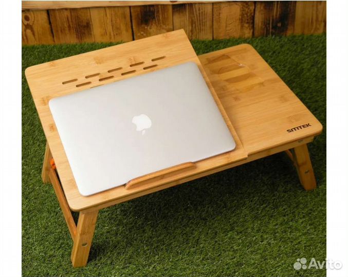 Бамбуковый компьютерный столик с вентилятором