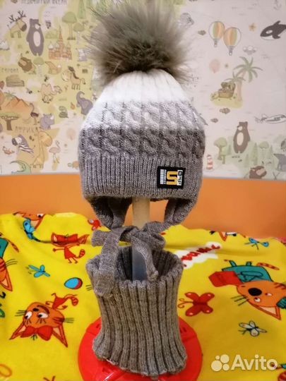 Комплект шапка и снуд зимний