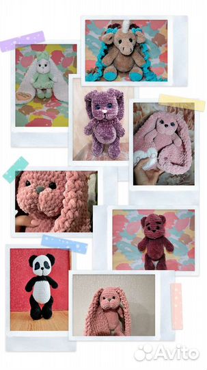 Игрушки ручной работы из плюшевой пряжи