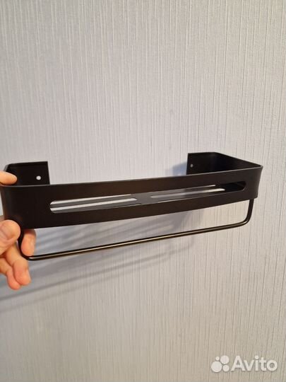 Полка новая, с крючками, металл,чёрный цвет