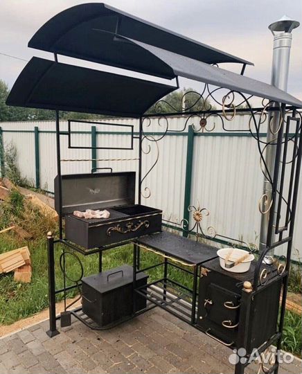 Мангал с печкой под казан