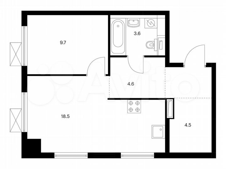 1-к. квартира, 43,6 м², 13/17 эт.