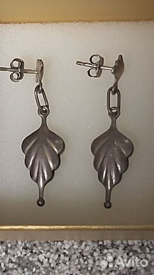 Серьги листики СССР 875 Звезда серебро