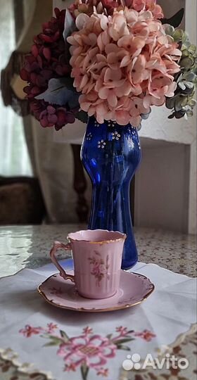 Чайная пара розовый фарфор