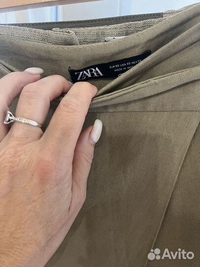 Брюки лен zara с запахом s