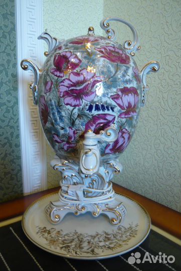 Самовар электрический модель N 3 (маки), фарфор