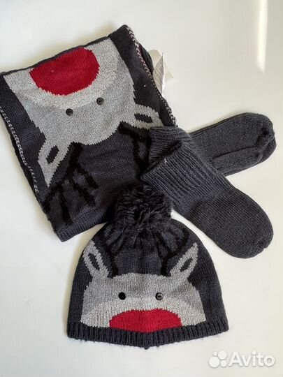 Комплект шапка шарф варежки