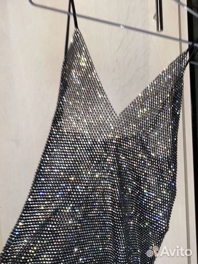 Платье блестящее из страз y2k