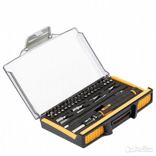 Отвертка с набором бит и головок Denzel