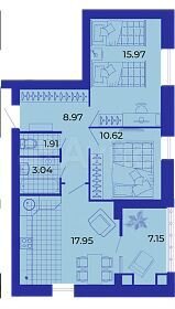2-к. квартира, 65,6 м², 3/9 эт.