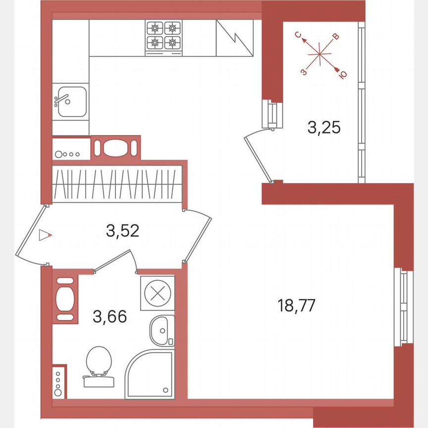 Квартира-студия, 27,6 м², 11/11 эт.