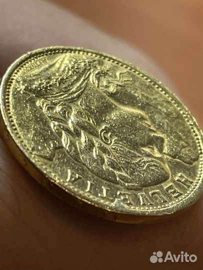 Золотая монета 20 фр 1987 Швейцария