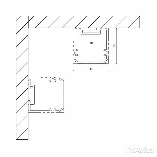 Профиль для светодиодной ленты, 35х35мм