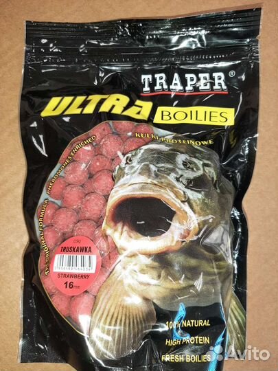 Бойлы Traper Земляника 16 мм 500гр. (оригинал)