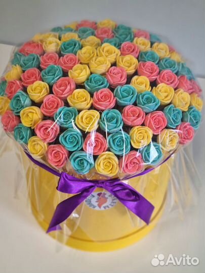 101 Шоколадная Роза в шляпной коробке)