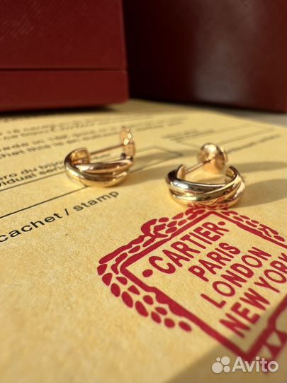 Cartier trinity серьги из золота 750 пробы