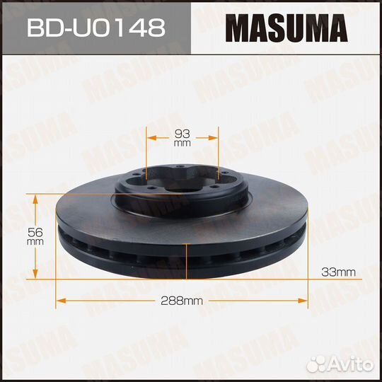 Диск тормозной передний Masuma BD-U0148